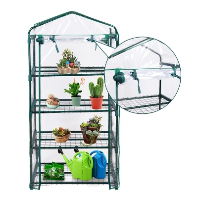 Costway Portable Mini Walk In Outdoor 4 Shelves Greenhouse 5 Costway Portable Mini Walk In Outdoor 4 Shelves Greenhouse - Image 3
