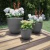 Nature Spring 3-Piece Fiber Clay Planter Pot Set - Gray