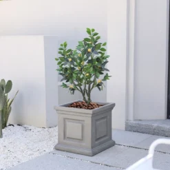 LuxenHome Gray MgO Square Box Flower Pot Planter -Home Improvement Store GUEST 8e16c47a df80 404d 997e 0ff237c263c4