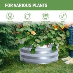 LuxenHome 2ft Round Galvanized Metal Raised Garden Bed Planter 16 LuxenHome 2ft Round Galvanized Metal Raised Garden Bed Planter -Home Improvement Store GUEST 90190648 5bee 4f15 a50f cfe5e99e1453