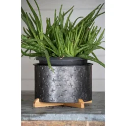 Black Galvanized Metal Planter With Wood Base - Foreside Home & Garden -Home Improvement Store GUEST 931687ef 3e78 4432 8f91 4314345194c6