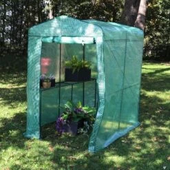 Sunnydaze Decor Sunnydaze Outdoor Portable Growing Rack Petite Deluxe Mini Walk-In Greenhouse With Roll-Up Door - 1 Shelf - Green -Home Improvement Store GUEST 95f013df eb54 4945 bf1d 96aa6027de18