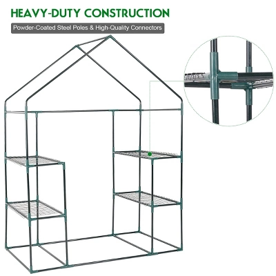 Costway Portable Mini Walk In Outdoor 3 Tier 6 Shelves Greenhouse 8 Costway Portable Mini Walk In Outdoor 3 Tier 6 Shelves Greenhouse - Image 6