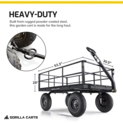 Gorilla Cart GOR1200-COM 9 Cubic Feet 1200 Pound Capacity Heavy Duty Durable Steel Utility Wagon Cart W/ 2 In 1 Towing Handle & Removable Sides, Black 7 Gorilla Cart GOR1200-COM 9 Cubic Feet 1200 Pound Capacity Heavy Duty Durable Steel Utility Wagon Cart W/ 2 In 1 Towing Handle & Removable Sides, Black -Home Improvement Store GUEST 97509b4e 69b1 4e5d b91a 0f557561348e