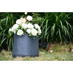 17.3" Tall Lightweight Concrete Modern Outdoor/Indoor Planter Charcoal - Rosemead Home & Garden, Inc. -Home Improvement Store GUEST 9908cd40 44e5 4159 bb95 eea5094517f6