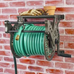Liberty Garden LBG-707 Wall Mounted Heavy Gauge Aluminum Hanging Hose Reel For 5/8" With Guide For Backyard, Garden, Or Home, Bronze -Home Improvement Store GUEST 99fe307d 2224 451a ad62 882b513d2ffb