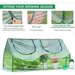 Aoodor Mini 4 Ft. X 2 Ft. X2 Ft. Greenhouse Zipper Doors