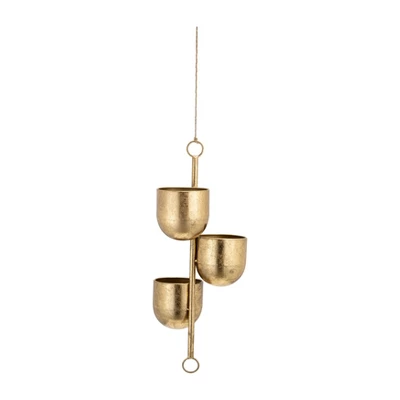 Sagebrook Home 4" Wide 3pc Hanging Metal Planters Gold 3 Sagebrook Home 4" Wide 3pc Hanging Metal Planters Gold