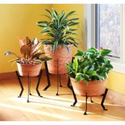 ACHLA Designs 16" Wide Small Indoor Outdoor Denise Wood Stone And Iron Planter Terra Cotta Finish -Home Improvement Store GUEST 9ff1dba1 b3ae 4fc5 b123 bf536478966d