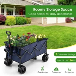 Costway Folding Collapsible Wagon Utility Garden Cart W/ Wide Wheels Adjustable Handle -Home Improvement Store GUEST a029ceb9 9336 4f02 90bc e697b1a51202