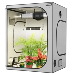 Costway 5x5 Grow Tent, 60''x60''x80'' High Reflective Mylar W/Observation Window GrayBlack -Home Improvement Store GUEST a0e04cf5 ba62 420a a989 0daca10e5fee