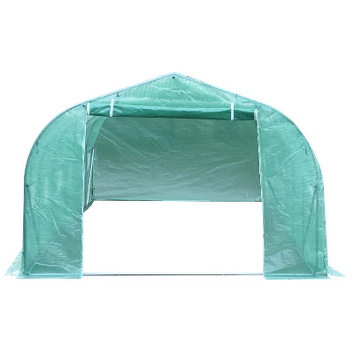 Outsunny 26' X 10' X 7' Walk-In Greenhouse Tunnel, Large Gardening Plant Hot House With 12 Windows And Zipper Doors For Backyard 6 Outsunny 26' X 10' X 7' Walk-In Greenhouse Tunnel, Large Gardening Plant Hot House With 12 Windows And Zipper Doors For Backyard - Image 4