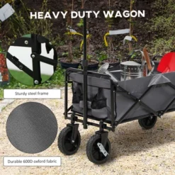 Outsunny Collapsible Wagon, Graden Carts With Wheels, Adjustable Handle, Folding Table And Cup Holders, Dark Gray 10 Outsunny Collapsible Wagon, Graden Carts With Wheels, Adjustable Handle, Folding Table And Cup Holders, Dark Gray -Home Improvement Store GUEST a82e1ba0 5efd 460b 8260 8628e4052490