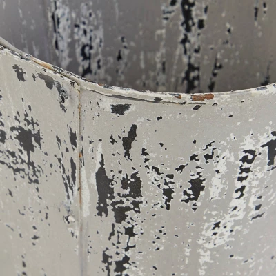 12" Wide Planter Large Distressed Novelty Farmhouse Style Metal With Handle And 2 Pots White - Olivia & May 4 12" Wide Planter Large Distressed Novelty Farmhouse Style Metal With Handle And 2 Pots White - Olivia & May - Image 2