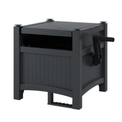 Suncast Hideaway 100-Foot Garden Hose Reel For 5/8" Hoses W/Stay-Up Lid & Crank Handle For Hassle-free Outdoor Storage, Cyberspace (3 Pack)