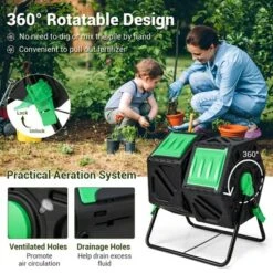 Costway Dual Chamber Compost Tumbler Outdoor Rotating Chamber Compost Bin 34.5 Gallon -Home Improvement Store GUEST a9854585 5ce3 4949 830f 519cc6c77c7e