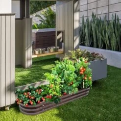 LuxenHome 5.5-Ft Oval Brown Metal Raised Garden Bed Planter -Home Improvement Store GUEST ada979c8 2c86 41b1 a389 9b97f16af3df