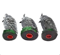 BIRD BLINDER Fake Owl Decoy And Bird Deterrent, Grey Set Of 3