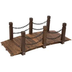 Outsunny 5 Ft Wooden Garden Bridge Arc Footbridge With Metal Chain Railings & Solid Fir Construction, Stained Wood -Home Improvement Store GUEST af068b89 13a0 488b a0ca 1f8024244c79