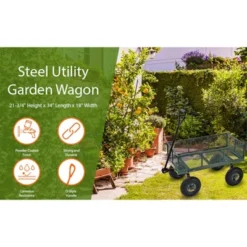 Juggernaut Carts GW3418-GR Heavy Duty Steel Frame 400 Pound Load Capacity Outdoor Utility Garden Wagon With Pneumatic Tires, Green Finish -Home Improvement Store GUEST b09b5461 bc9a 4a27 ae40 ab745e767579