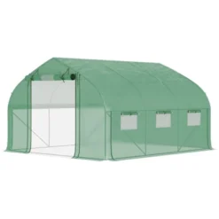 Outsunny Walk-in Tunnel Greenhouse With Zippered Mesh Doors & Roll-up Sidewalls, Upgraded Hot House, Green, 11.5' X 10' X 6.5' -Home Improvement Store GUEST b24fc6c9 fe4f 4f45 911d a2f3d3b2efee
