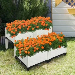 Costway Set Of 4 Raised Garden Bed Elevated Flower Vegetable Herb Grow Planter Box White -Home Improvement Store GUEST b2b39834 c71c 421d b3b5 a45ea2ede986