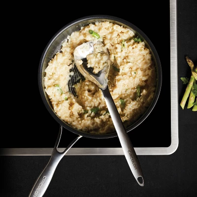 Circulon SteelShield C-Series 3pc Clad Tri-Ply Nonstick Chef Pan With Lid And Utensil Set 3 Circulon SteelShield C-Series 3pc Clad Tri-Ply Nonstick Chef Pan With Lid And Utensil Set