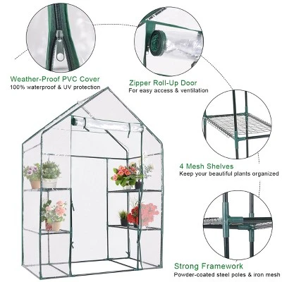 Costway Portable Mini Walk In Outdoor 3 Tier 6 Shelves Greenhouse 9 Costway Portable Mini Walk In Outdoor 3 Tier 6 Shelves Greenhouse - Image 7