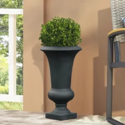 LuxenHome 22.75" H Slim MgO Urn Planter Black -Home Improvement Store GUEST b5db07b6 26d2 4645 b51d 6bae2a740105