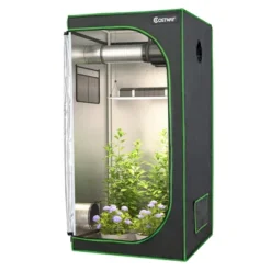 Costway 32''x32''x63''Mylar Hydroponic Grow Tent W/Observation Window & Floor Tray GrayBlack -Home Improvement Store GUEST b69d91f3 5d2b 4464 8616 cf4bd9bb0ffe