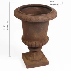 LuxenHome Rustic Brown MgO Indoor/Outdoor Urn Planter, 21.3" H -Home Improvement Store GUEST b73fb867 e8bf 4cba 8b3a 5ef5dfb7489f