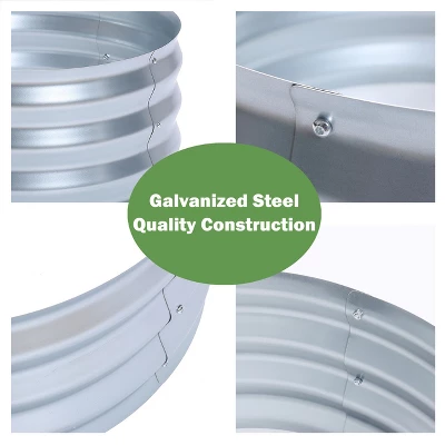 LuxenHome 2ft Round Galvanized Metal Raised Garden Bed Planter 7 LuxenHome 2ft Round Galvanized Metal Raised Garden Bed Planter - Image 5