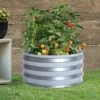 LuxenHome 2ft Round Galvanized Metal Raised Garden Bed Planter