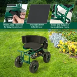 Costway Rolling Garden Cart Outdoor Gardening Workseat With Adjustable Height &Tool Storage -Home Improvement Store GUEST bb386c36 9922 4da8 881e d20773243803