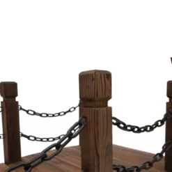 Outsunny 5 Ft Wooden Garden Bridge Arc Footbridge With Metal Chain Railings & Solid Fir Construction, Stained Wood -Home Improvement Store GUEST bbf68fbc eef0 4414 b1f4 2bdc4ae5a107