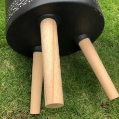 19.5" Classic Cylindrical Lightweight Concrete Outdoor Planter With 3 Wooden Legs Black - Rosemead Home & Garden, Inc. -Home Improvement Store GUEST bcf4d54b 8489 4b76 95c6 da66899725dc