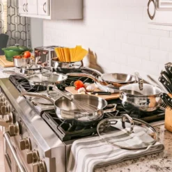 BergHOFF Belly Shape 18/10 Stainless Steel Skillet With Glass Lid -Home Improvement Store GUEST bd9c09b3 bc9e 4e7a 89e8 82e22e3254eb