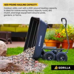 Gorilla Carts 600 Pound Capacity Heavy Duty Poly Garden Landscape Outdoor Yard Hauling Utility Wagon Dump Cart With 10 Inch Pneumatic Tires, Black -Home Improvement Store GUEST bdb8a5a6 5efb 47af 8f0d aefcaa1ae36d
