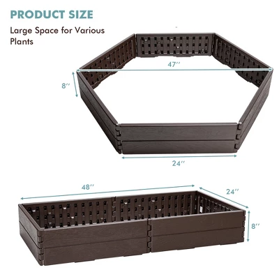 Costway Raised Garden Bed Set For Vegetable Flower Gardening Planter Brown 4 Costway Raised Garden Bed Set For Vegetable Flower Gardening Planter Brown - Image 2