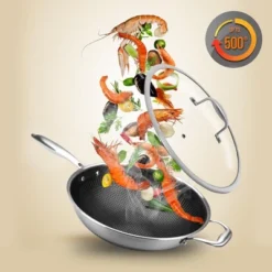 NutriChef 12 Inch Stainless Steel Nonstick Cooking Wok Kitchen Stir Fry Pan With Glass Lid For Gas, Electric, And Induction Counter Cooktops (2 Pack) -Home Improvement Store GUEST bff8f8eb 6331 4fd7 b340 2f9697547594