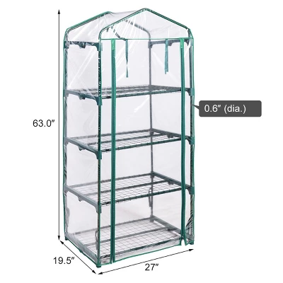 Costway Portable Mini Walk In Outdoor 4 Shelves Greenhouse 3 Costway Portable Mini Walk In Outdoor 4 Shelves Greenhouse
