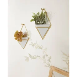 Set Of 2 Trigg Wall Display Planters White/Brass - Umbra -Home Improvement Store GUEST c3569786 7422 4ba9 9e3b 2bbe824bd355