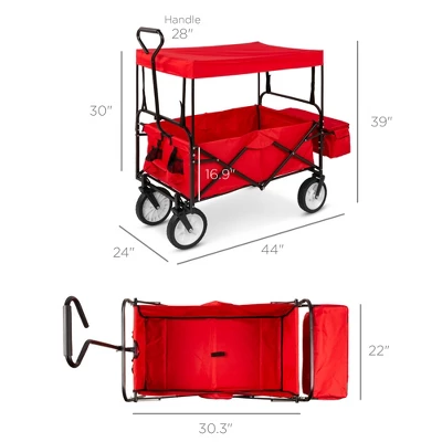 Best Choice Products Folding Utility Cargo Wagon Cart W/ Removable Canopy, Cup Holders 8 Best Choice Products Folding Utility Cargo Wagon Cart W/ Removable Canopy, Cup Holders - Image 6