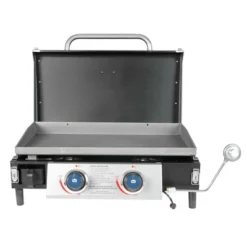Razor Griddle GGT2131M 25 Inch Outdoor 2 Burner Portable LP Propane Gas Grill Griddle, 318 Sq In And Top Cover Lid For BBQ Cooking, Black (Steel)