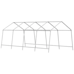 Outsunny 19.7' X 9.8' X 7.9' Outdoor Walk-in Greenhouse, Hot House With Mesh Windows, Bottom Vent, Zippered Door, PE Cover, Steel Frame, White -Home Improvement Store GUEST c6779b4a 258c 4ce6 8aaa 3c82b4de3e7a