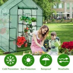 Costway Walk-in Greenhouse 56''x56''x77'' Gardening W/Observation Windows 2 Tier 8 Shelves 12 Costway Walk-in Greenhouse 56''x56''x77'' Gardening W/Observation Windows 2 Tier 8 Shelves -Home Improvement Store GUEST ccb181c0 1808 4704 9b41 b678ad09f160