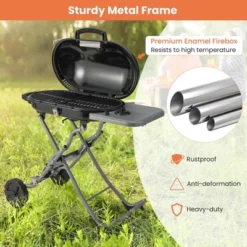 Costway Portable Propane Grill Folding Gas Grill Griddle With Wheels & Side Shelf -Home Improvement Store GUEST cd9e9dc2 ce47 4c53 9f18 14e0c304e908