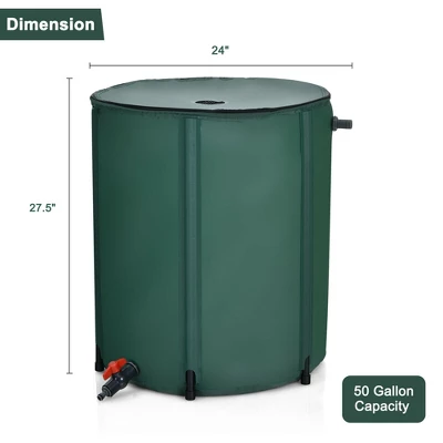 Costway 53 Gallon Portable Rain Barrel Water Collector Collapsible Tank W/Spigot Filter 3 Costway 53 Gallon Portable Rain Barrel Water Collector Collapsible Tank W/Spigot Filter