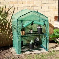 Sunnydaze Decor Sunnydaze Outdoor Portable Growing Rack 2-Tier Greenhouse With Roll-Up Door - 2 Shelves - Green -Home Improvement Store GUEST cee134b1 6214 4feb 93bc d91bd997c773
