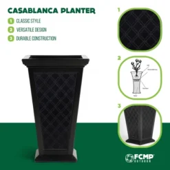 FCMP Outdoor Resin 24" Tall Indoor/Outdoor Self-Watering Pedestal Taper Planter For Potted Plants & Flowers -Home Improvement Store GUEST cf20f318 28f8 4bd6 b779 526c46a19f83